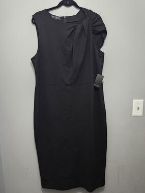 Eloquii Black Sleeveless Sheath Dress with Shoulder Detail Size 18 New